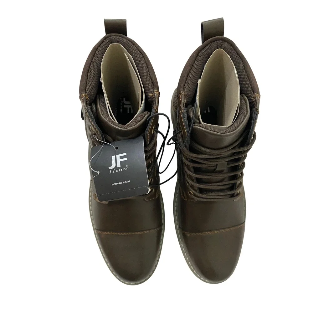 J. Ferrar Slate Brown Cap Toe Buckle Combat Boots Men’s‎ 8 M Memory Foam